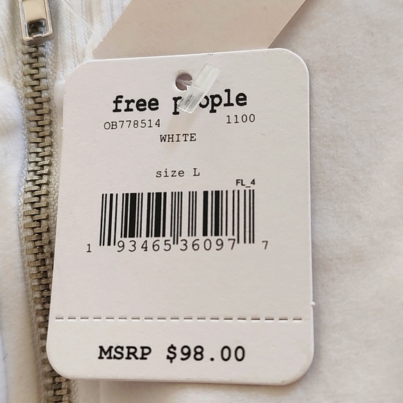 NWT MSRP $98 Free People Honeycomb Pullover in White Women's Size Large - Picture 2 of 3